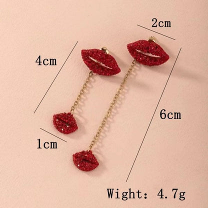 1 Pair Elegant Funny Lips Alloy Drop Earrings