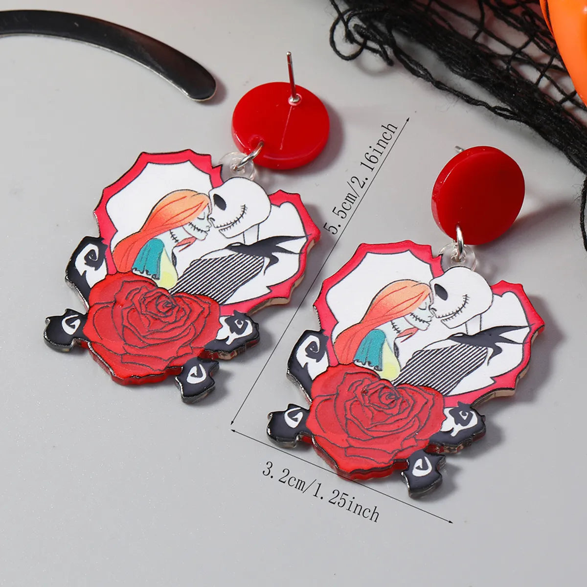 1 Pair Elegant Funny Streetwear Geometric Painted Arylic Drop Earrings