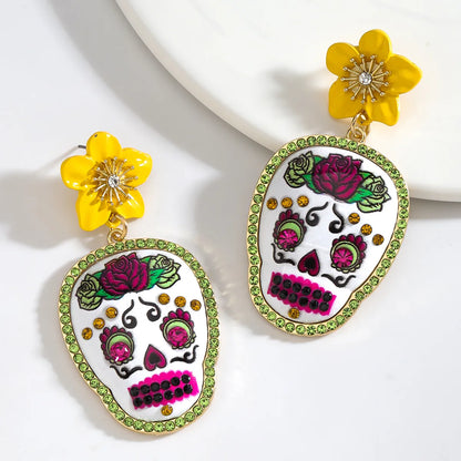 1 Pair Elegant Funny Streetwear Skull Zinc Alloy Drop Earrings