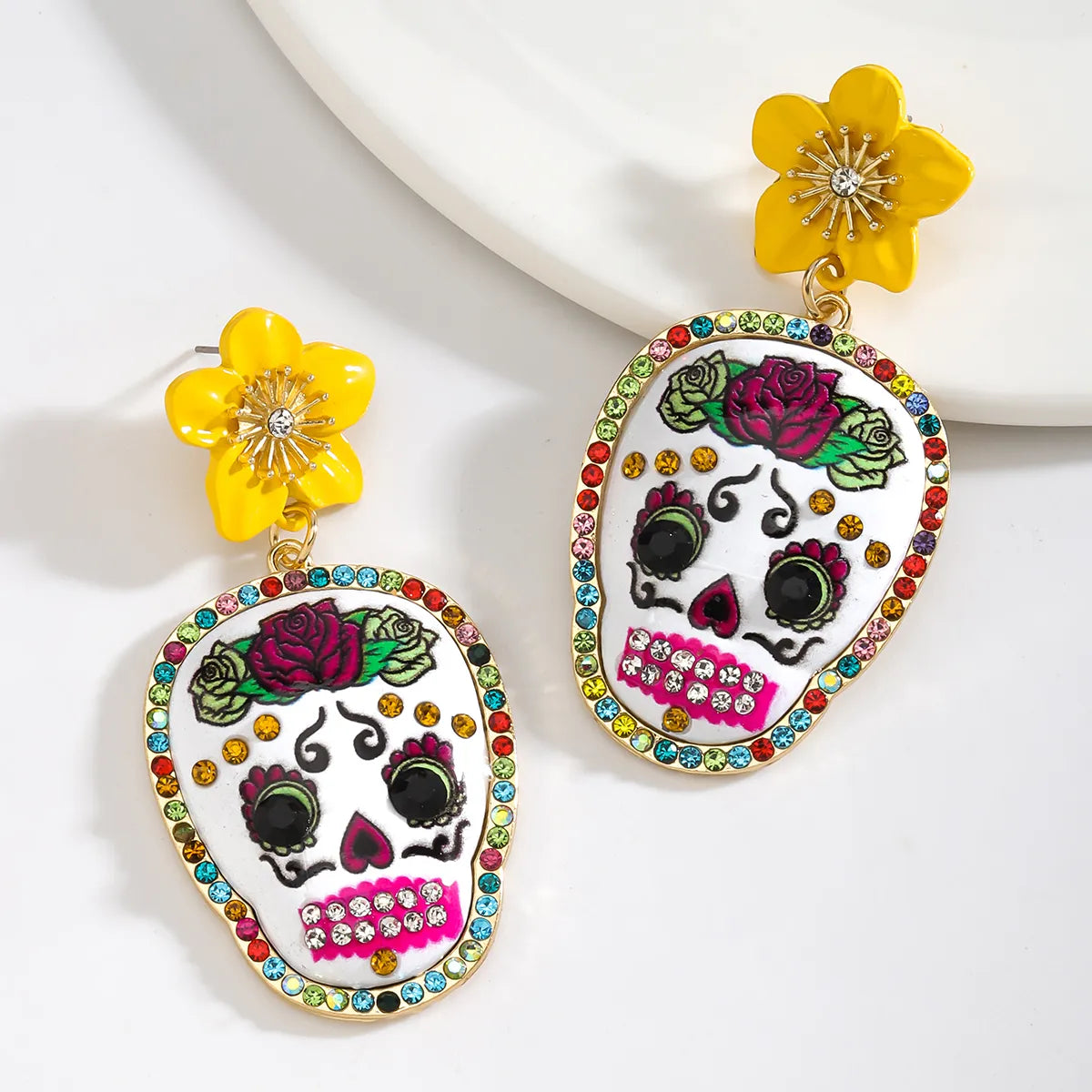 1 Pair Elegant Funny Streetwear Skull Zinc Alloy Drop Earrings