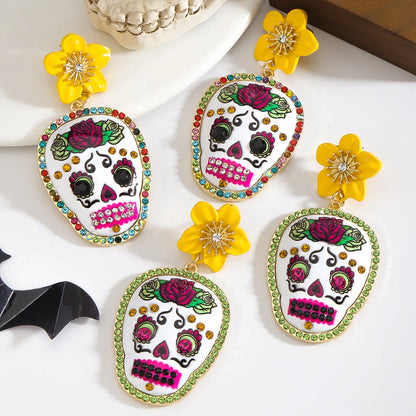 1 Pair Elegant Funny Streetwear Skull Zinc Alloy Drop Earrings