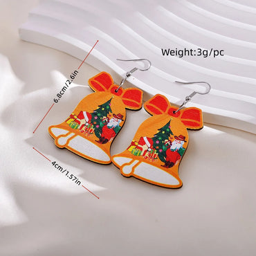 1 Pair Elegant Geometric Christmas Tree Letter Plating Wood Drop Earrings