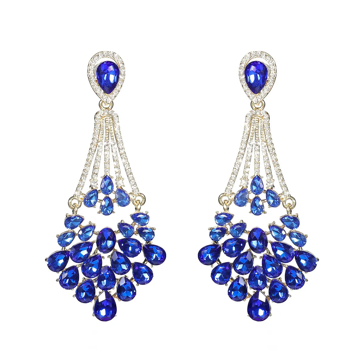 1 Pair Elegant Geometric Color Block Plating Inlay Alloy Rhinestones Zircon Drop Earrings