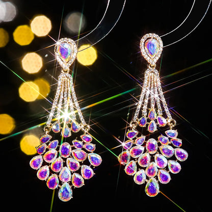 1 Pair Elegant Geometric Color Block Plating Inlay Alloy Rhinestones Zircon Drop Earrings