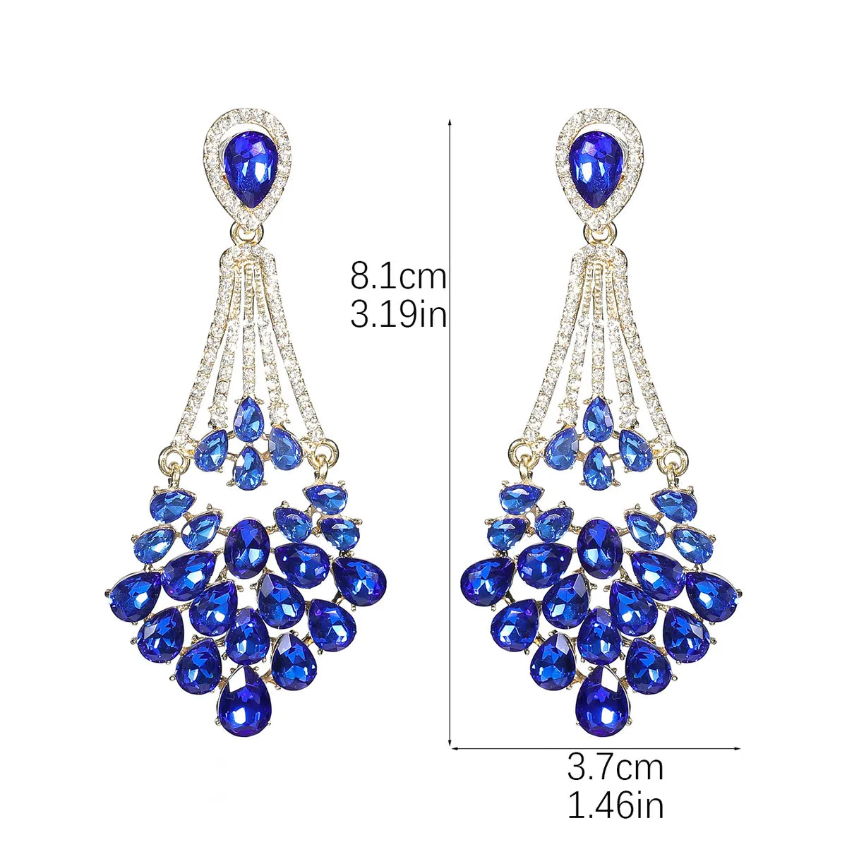 1 Pair Elegant Geometric Color Block Plating Inlay Alloy Rhinestones Zircon Drop Earrings