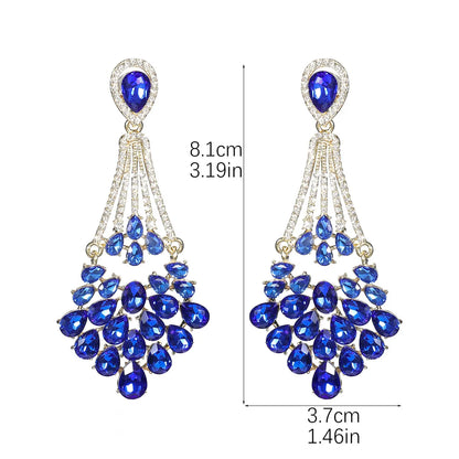 1 Pair Elegant Geometric Color Block Plating Inlay Alloy Rhinestones Zircon Drop Earrings