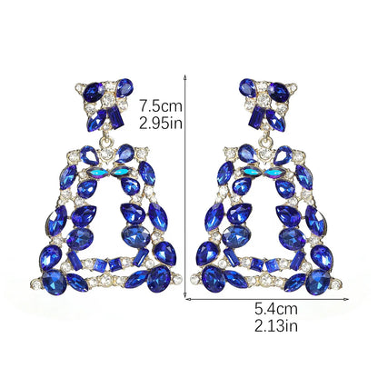 1 Pair Elegant Geometric Color Block Plating Inlay Alloy Rhinestones Zircon Drop Earrings