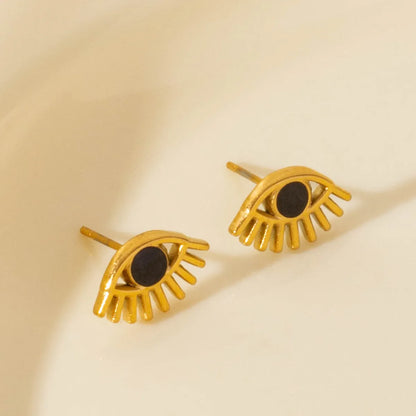 1 Pair Elegant Geometric Eye 304 Stainless Steel Ear Studs