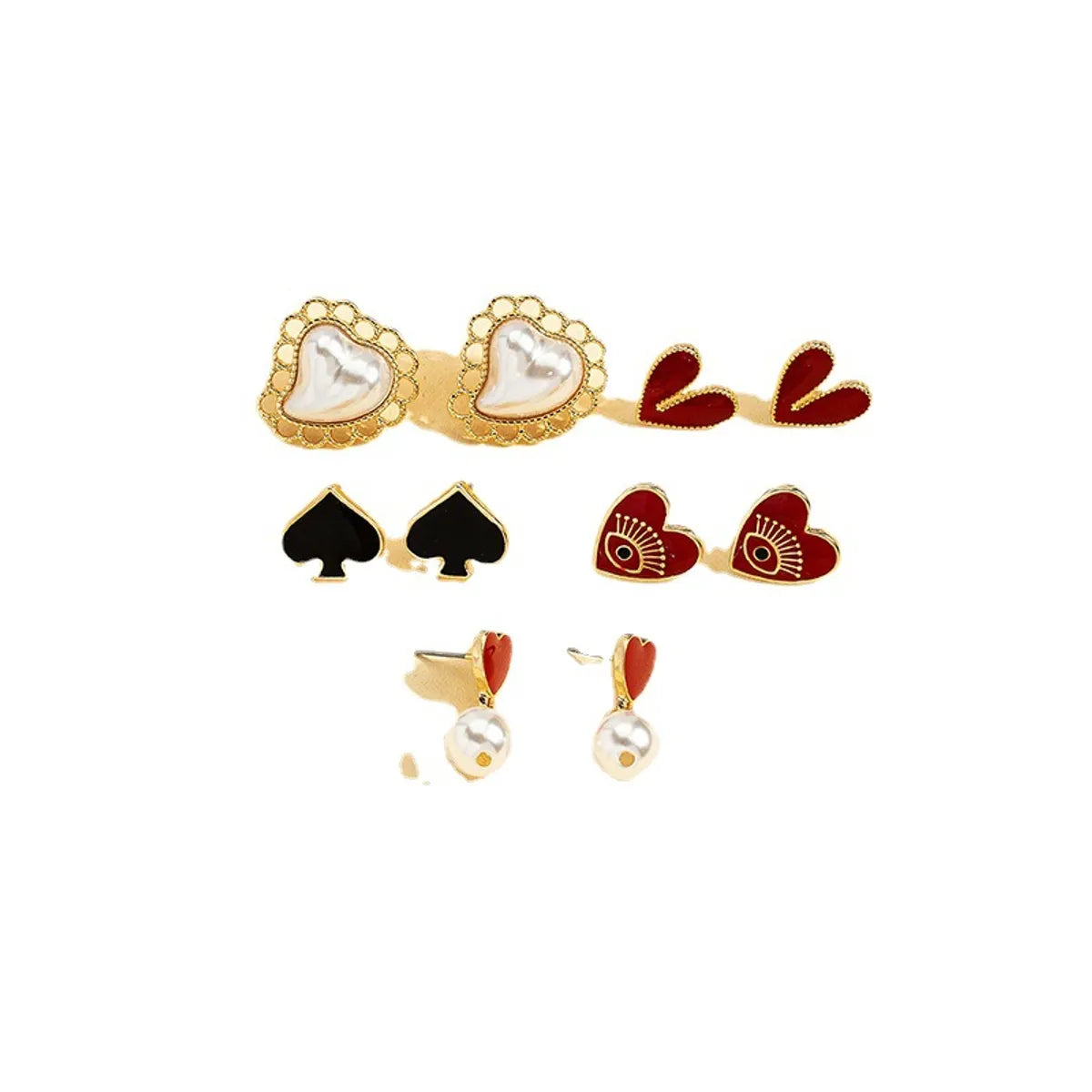 1 Pair Elegant Geometric Heart Shape Plating Alloy Ear Studs