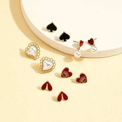 1 Pair Elegant Geometric Heart Shape Plating Alloy Ear Studs