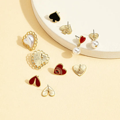 1 Pair Elegant Geometric Heart Shape Plating Alloy Ear Studs