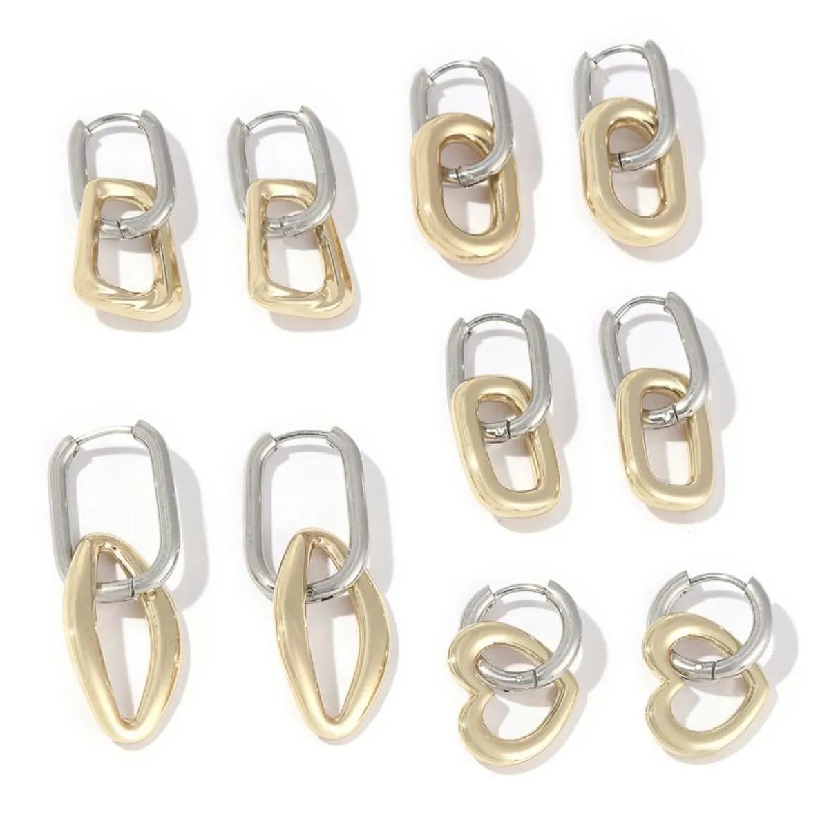 1 Pair Elegant Geometric Heart Shape Polishing Plating Stainless Steel 18k Gold Plated Earrings