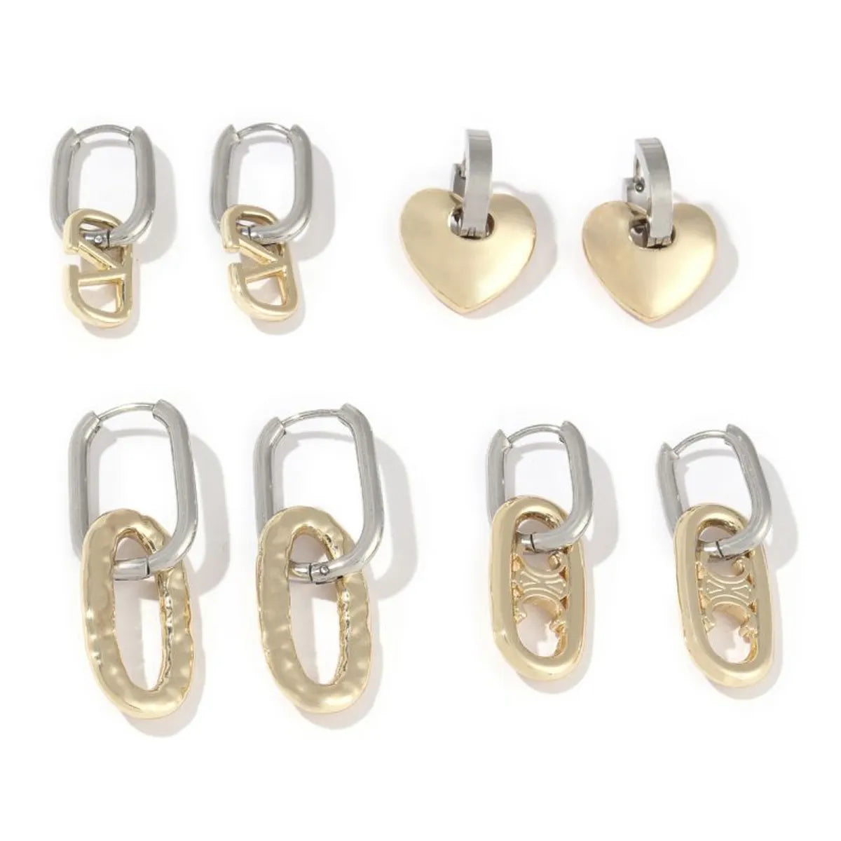 1 Pair Elegant Geometric Heart Shape Polishing Plating Stainless Steel 18k Gold Plated Earrings