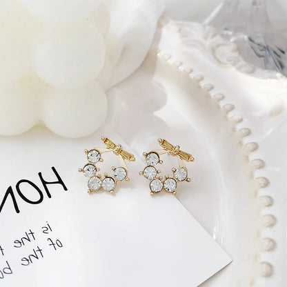 1 Pair Elegant Geometric Inlay Alloy Artificial Rhinestones Gold Plated Ear Studs