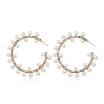 1 Pair Elegant Geometric Inlay Alloy Pearl Earrings