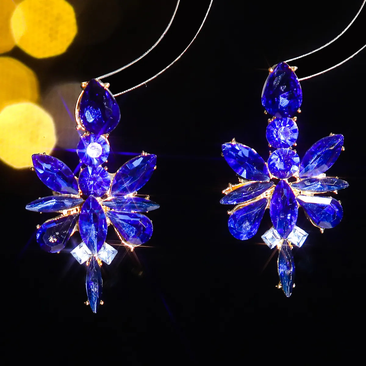 1 Pair Elegant Geometric Inlay Alloy Rhinestones Zircon Drop Earrings