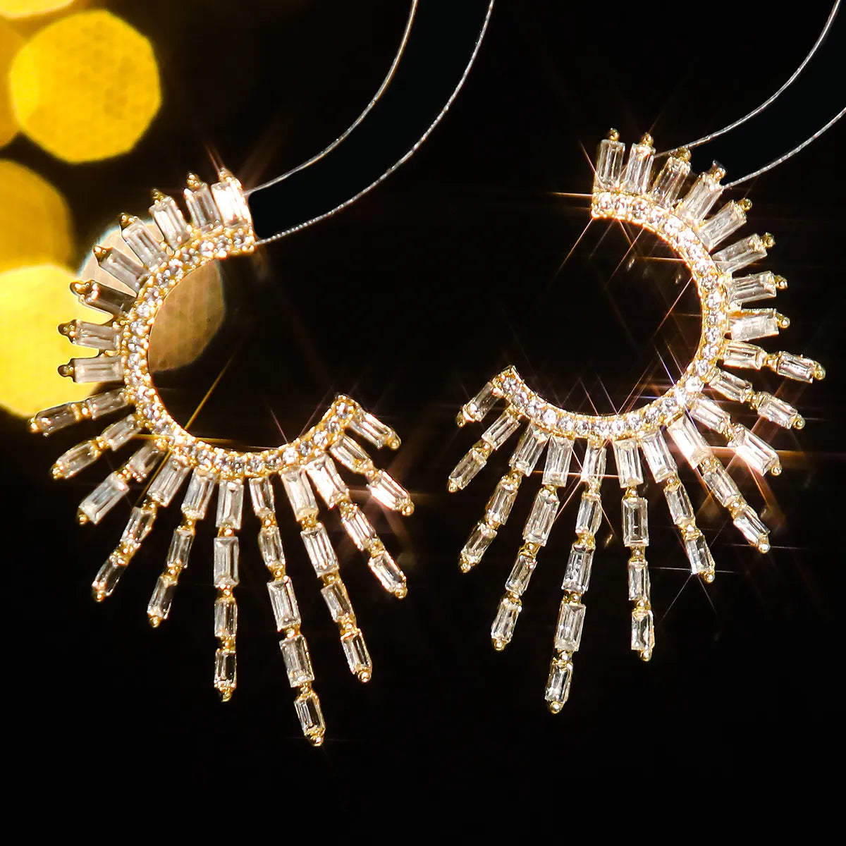 1 Pair Elegant Geometric Inlay Alloy Rhinestones Zircon Drop Earrings