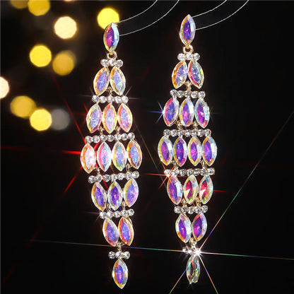 1 Pair Elegant Geometric Inlay Alloy Rhinestones Zircon Drop Earrings