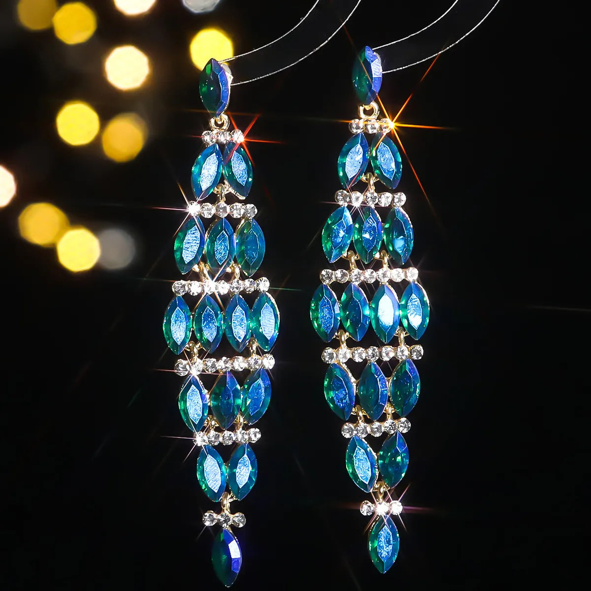 1 Pair Elegant Geometric Inlay Alloy Rhinestones Zircon Drop Earrings