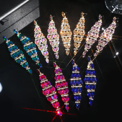 1 Pair Elegant Geometric Inlay Alloy Rhinestones Zircon Drop Earrings