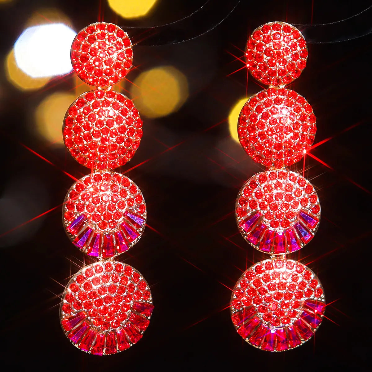 1 Pair Elegant Geometric Inlay Alloy Rhinestones Zircon Drop Earrings