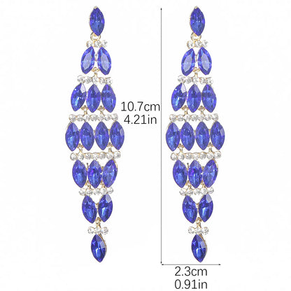 1 Pair Elegant Geometric Inlay Alloy Rhinestones Zircon Drop Earrings