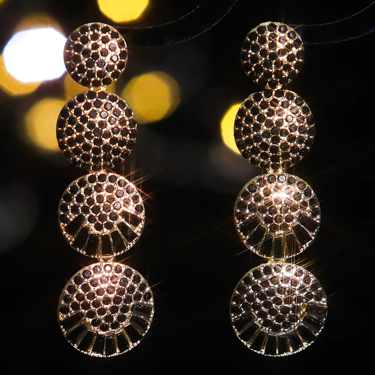 1 Pair Elegant Geometric Inlay Alloy Rhinestones Zircon Drop Earrings