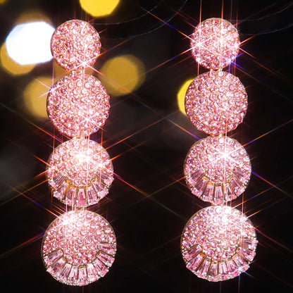 1 Pair Elegant Geometric Inlay Alloy Rhinestones Zircon Drop Earrings