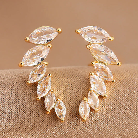 1 Pair Elegant Geometric Inlay Copper Zircon Ear Studs