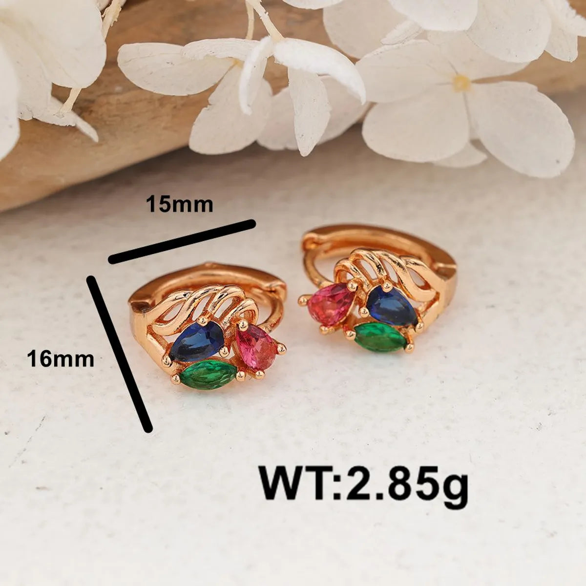 1 Pair Elegant Geometric Inlay Copper Zircon Rose Gold Plated Ear Studs