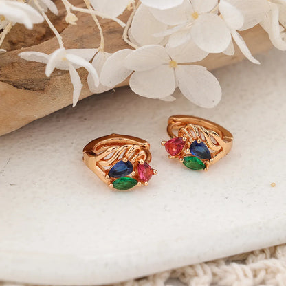 1 Pair Elegant Geometric Inlay Copper Zircon Rose Gold Plated Ear Studs