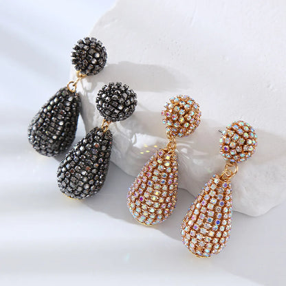 1 Pair Elegant Geometric Inlay Rhinestone Rhinestones Drop Earrings