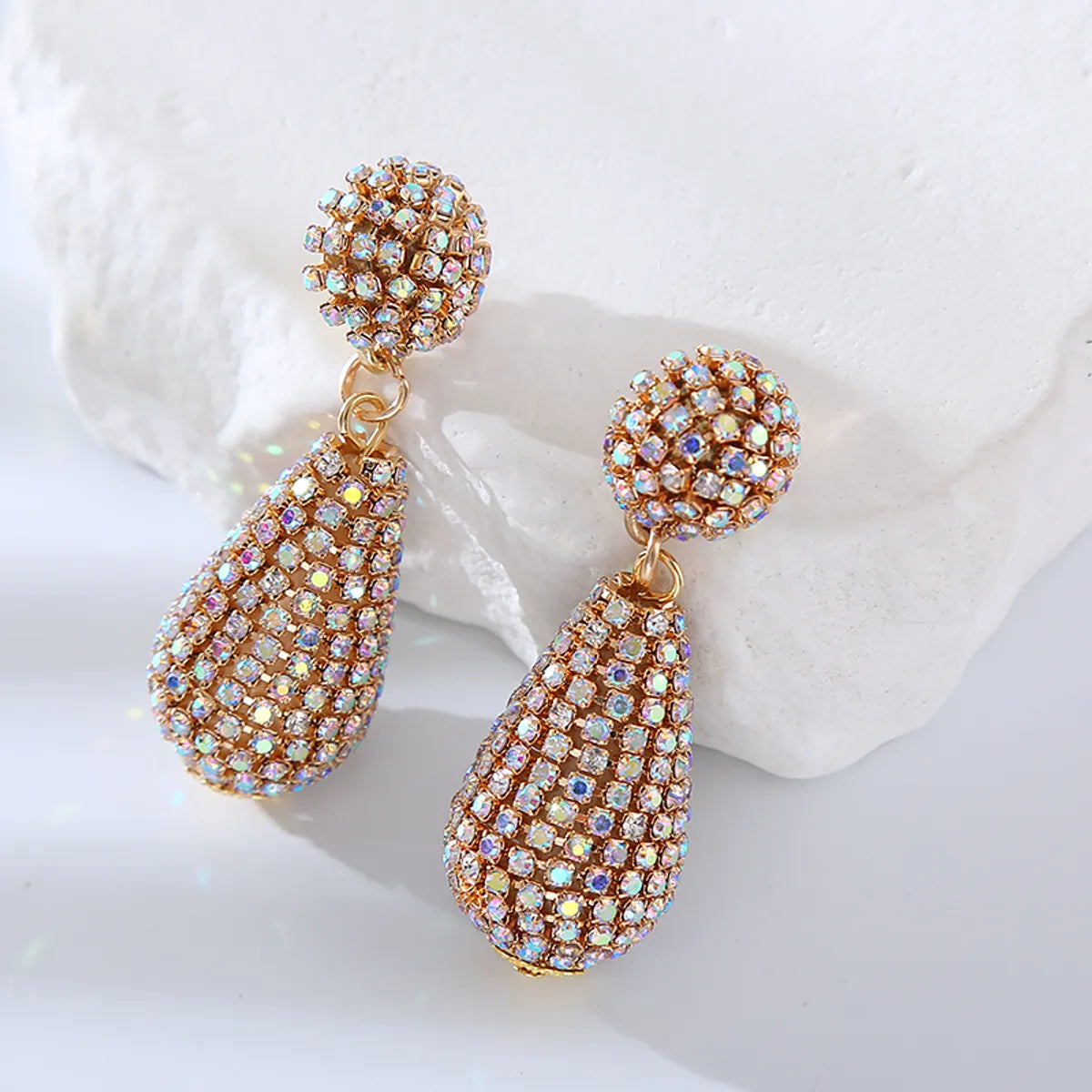 1 Pair Elegant Geometric Inlay Rhinestone Rhinestones Drop Earrings