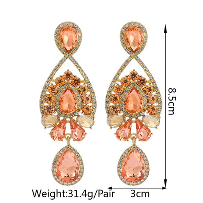 1 Pair Elegant Geometric Inlay Zinc Alloy Rhinestones Drop Earrings