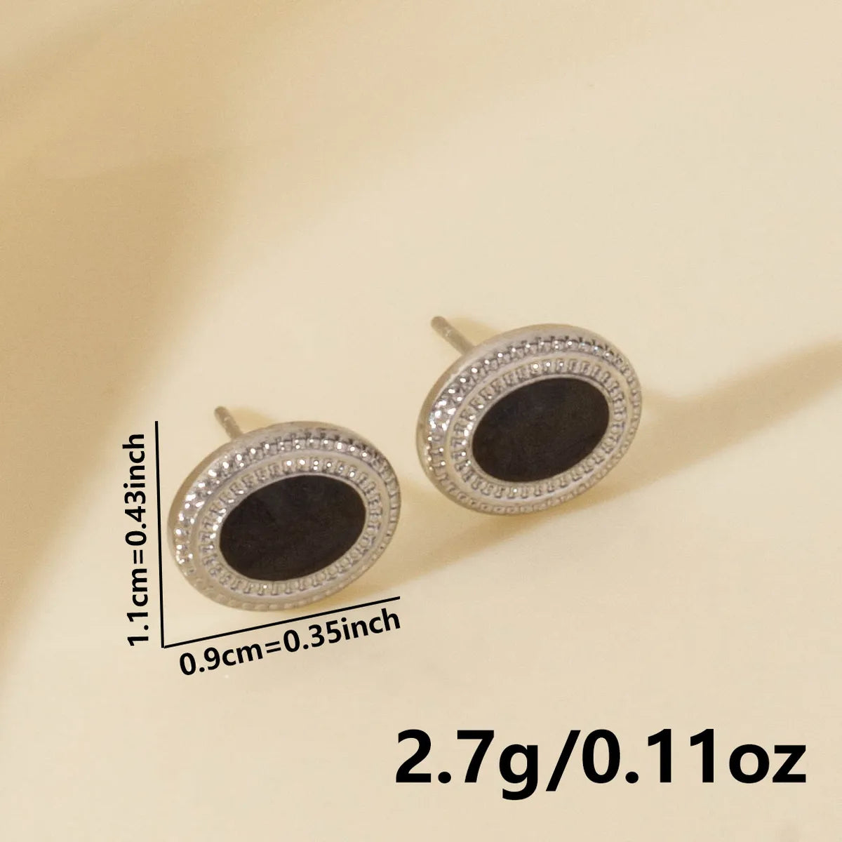 1 Pair Elegant Geometric Oval 304 Stainless Steel Ear Studs