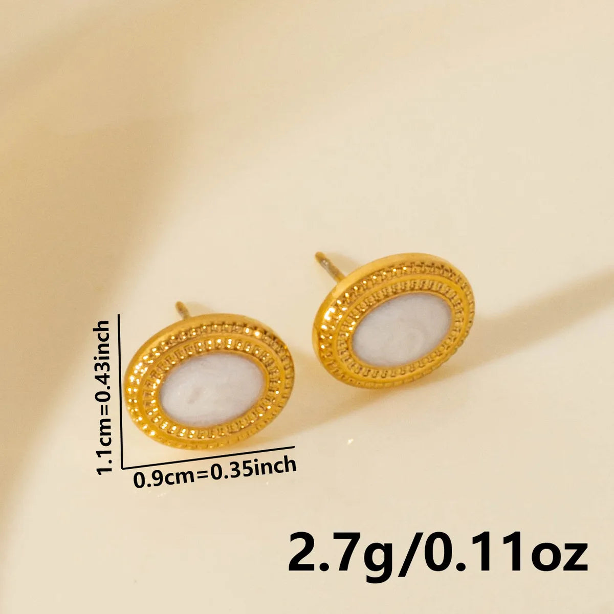 1 Pair Elegant Geometric Oval 304 Stainless Steel Ear Studs