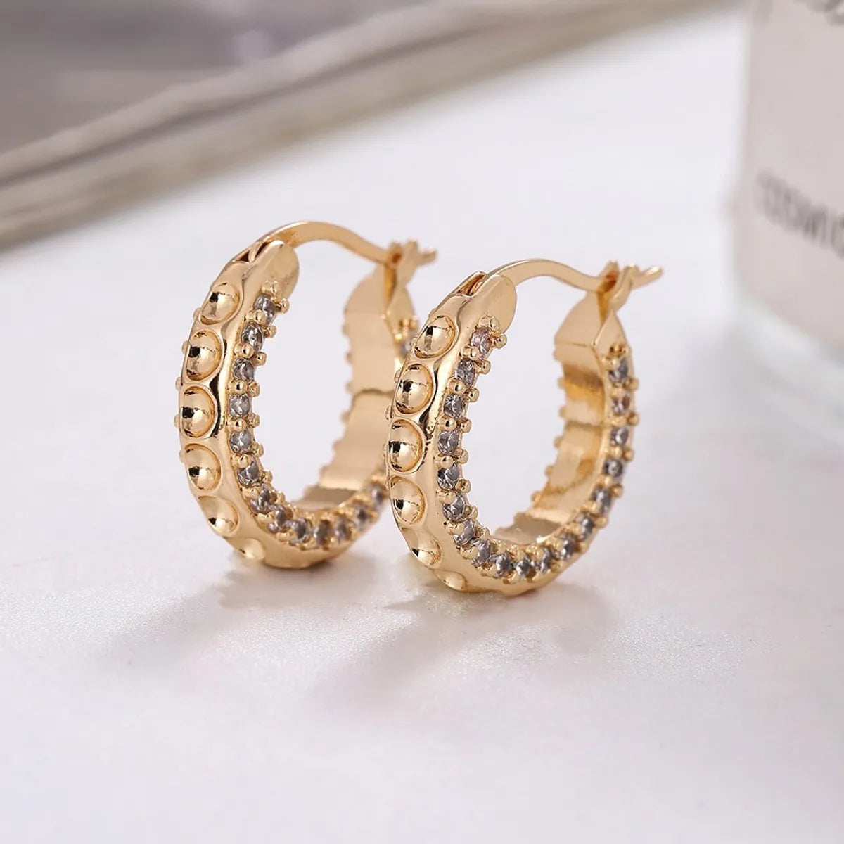 1 Pair Elegant Geometric Plating Copper Hoop Earrings