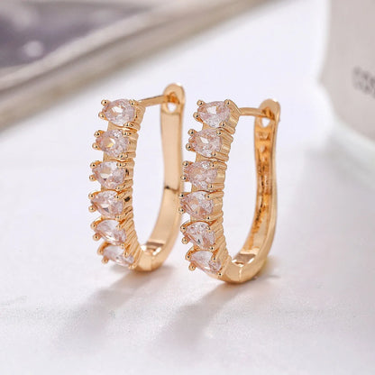 1 Pair Elegant Geometric Plating Copper Hoop Earrings