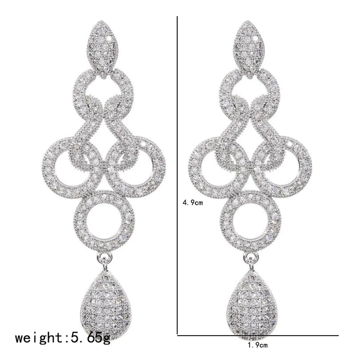 1 Pair Elegant Geometric Plating Copper Zircon White Gold Plated Drop Earrings