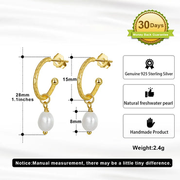 1 Pair Elegant Geometric Plating Freshwater Pearl Sterling Silver Drop Earrings