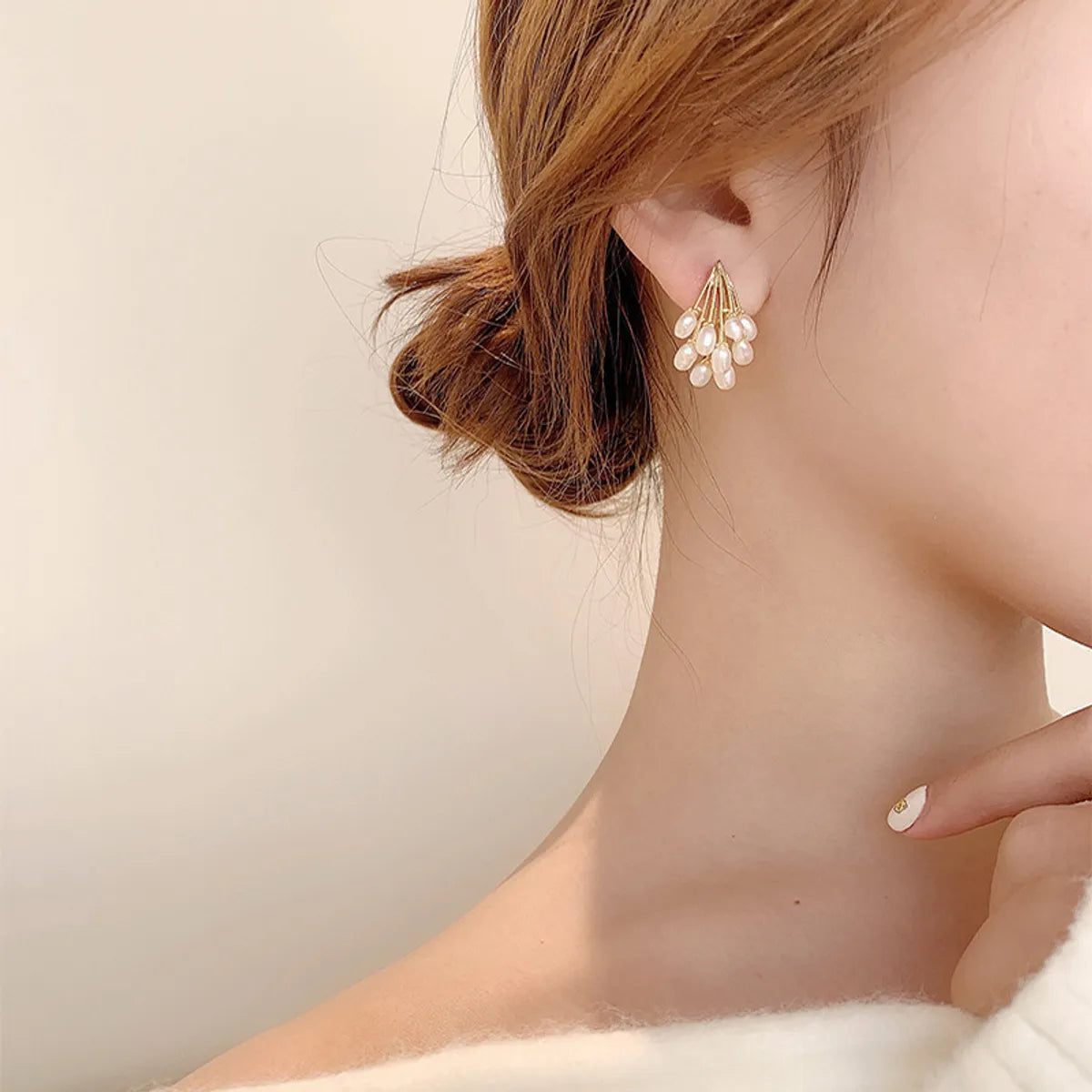 1 Pair Elegant Geometric Plating Inlay Alloy Artificial Pearls Gold Plated Ear Studs