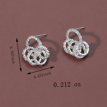 1 Pair Elegant Geometric Plating Inlay Alloy Rhinestones Ear Studs