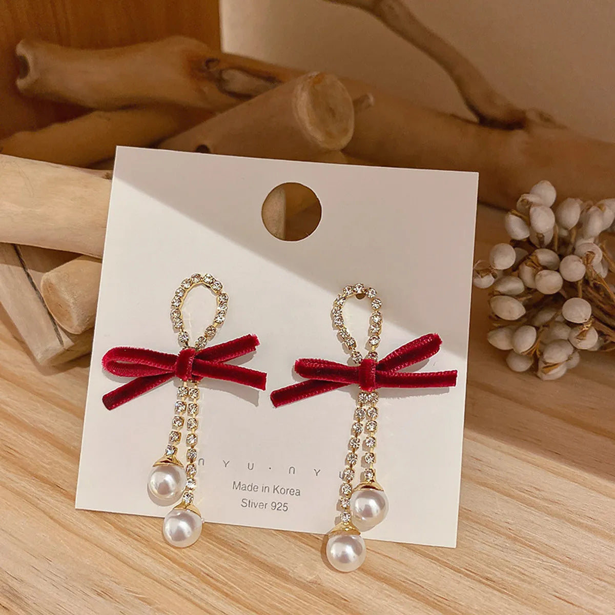 1 Pair Elegant Geometric Plating Inlay Copper Artificial Pearls Rhinestones Drop Earrings