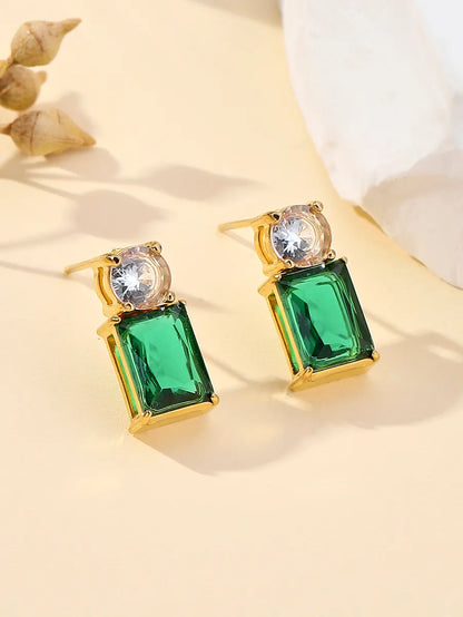 1 Pair Elegant Geometric Plating Inlay Stainless Steel Zircon 18k Gold Plated Ear Studs