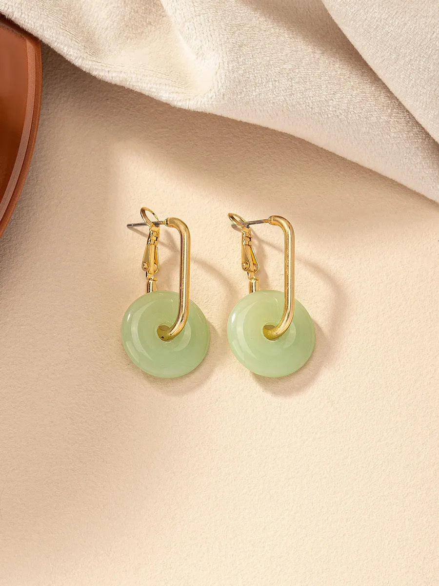 1 Pair Elegant Geometric Resin Gold Plated Drop Earrings