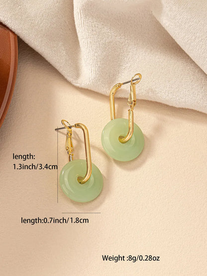 1 Pair Elegant Geometric Resin Gold Plated Drop Earrings