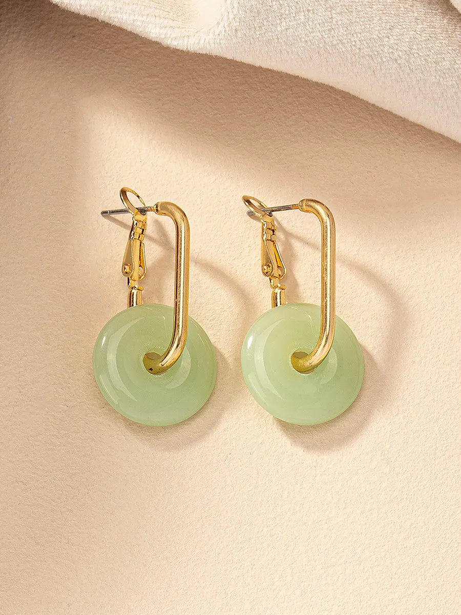 1 Pair Elegant Geometric Resin Gold Plated Drop Earrings