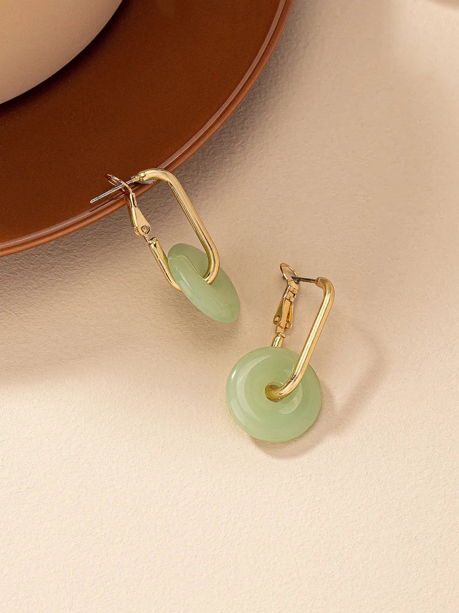 1 Pair Elegant Geometric Resin Gold Plated Drop Earrings