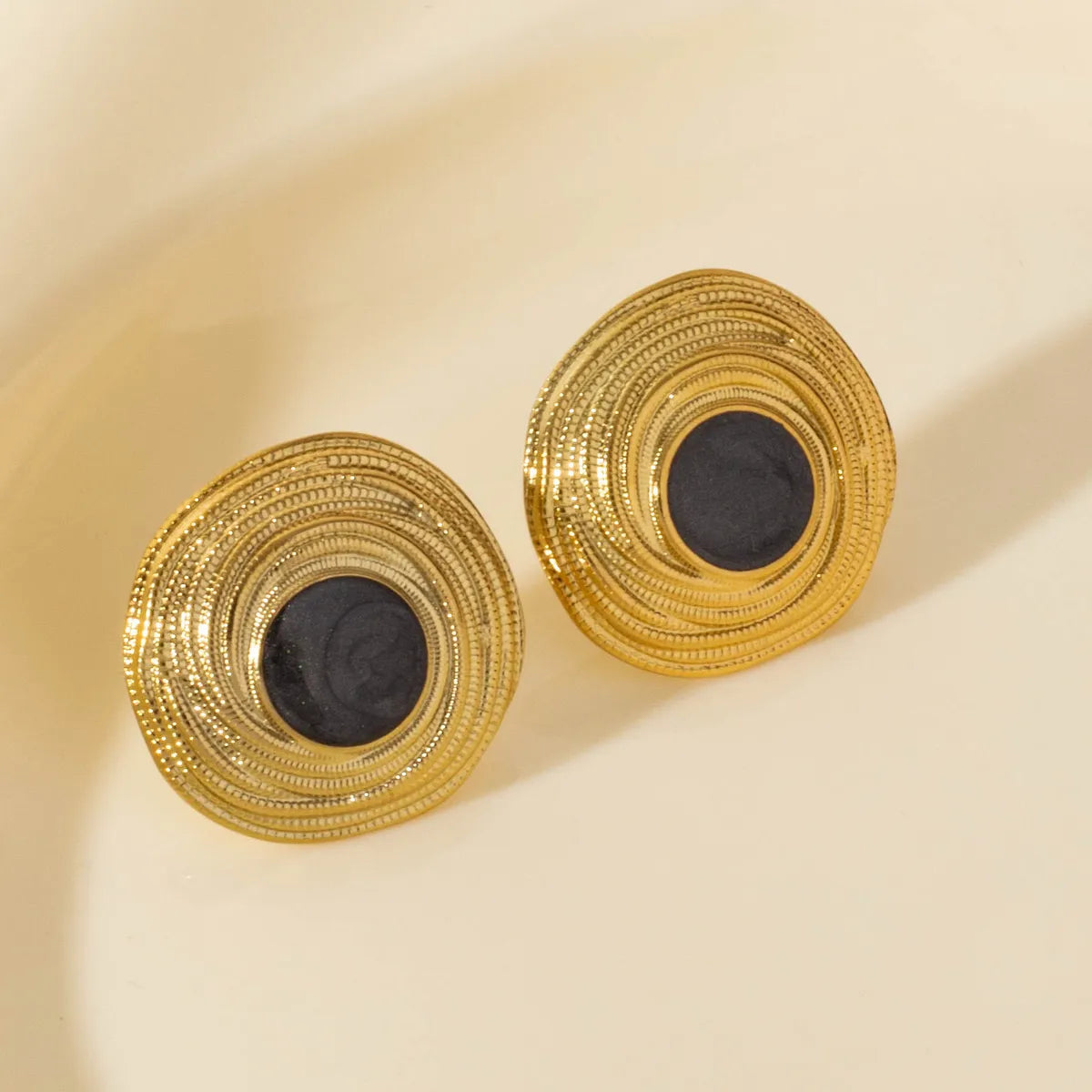 1 Pair Elegant Geometric Round 304 Stainless Steel Ear Studs