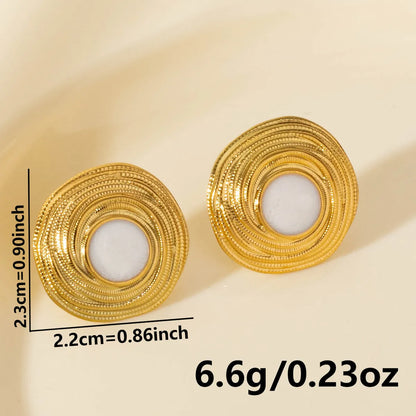 1 Pair Elegant Geometric Round 304 Stainless Steel Ear Studs